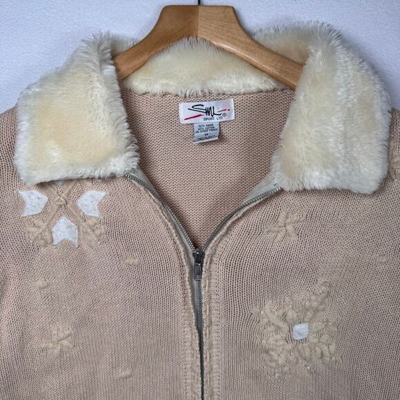 VTG 90s SML Sport Women's Knit Cardigan Sweater Granny Cottagecore Y2K Retro M - Picture 3 of 6